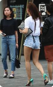 牛仔热裤sz美腿高跟靓妹